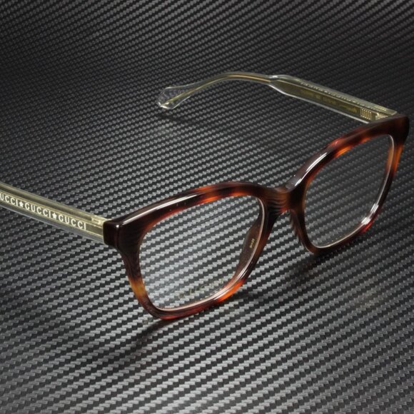 GUCCI Square Havana White Crystal Demo Lens 52 mm Women's Eyeglasses - Picture 3 of 5